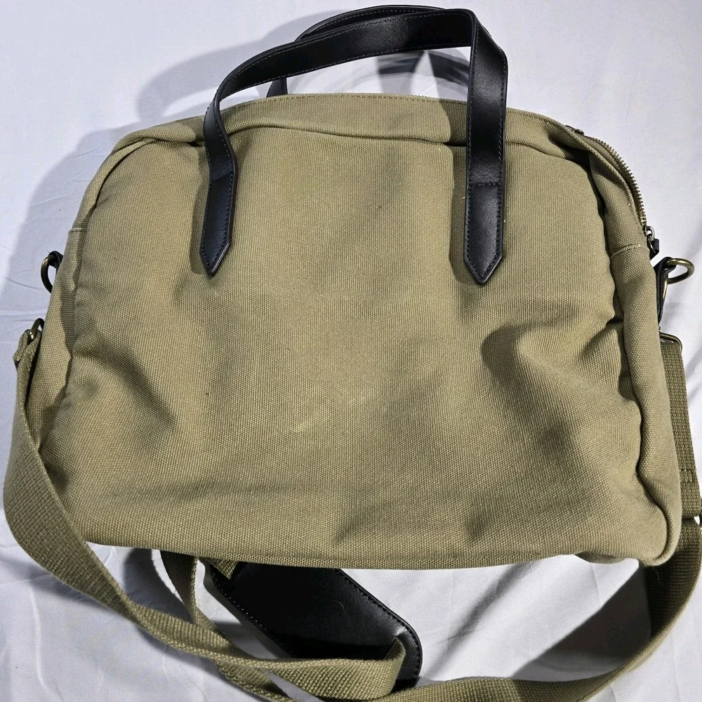 Brooks Brothers Canvas Leather Tan Shoulder Strap office‎ / Travel Bag brown